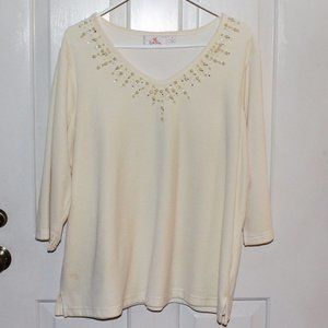 Quaker Factory off white velour top